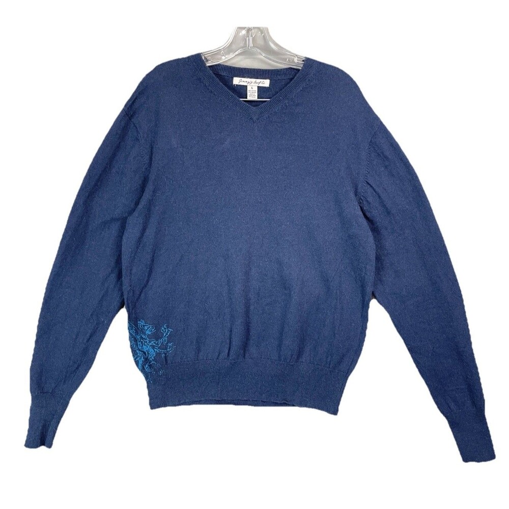 Jimmy'Z Men L Vintage Sweater VNeck Angora Soft Graphic Crest California Gryphon